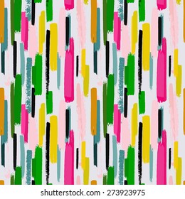 Colorful seamless pattern made of hand drawn watercolor strokes.