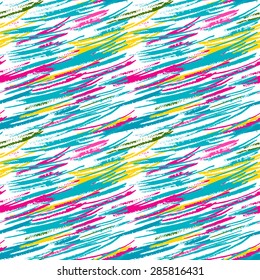 Patrón inconsútil colorido hecho de trazos de acuarela dibujados a mano. Colores vibrantes.