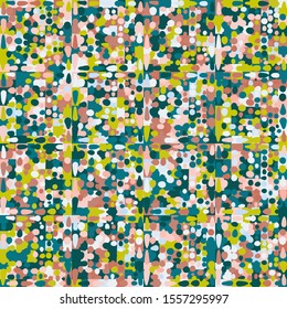 Colorful seamless pattern made on the basis of square blocks.