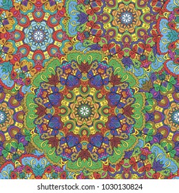 Colorful seamless pattern mandala, can be used for wallpaper, pattern fills, web page background, surface textures.  Happy design Pattern. Arabic, India, Islam, Asia.