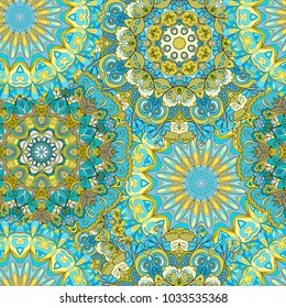 Colorful seamless pattern mandala, can be used for wallpaper, pattern fills, web page background, surface textures.  Happy design Pattern. Arabic, India, Islam, Asia.