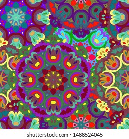 Colorful seamless pattern mandala, can be used for wallpaper, pattern fills, web page background, surface textures. Arabic, India, Islam.