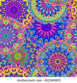 Colorful seamless pattern mandala, can be used for wallpaper, pattern fills, web page background, surface textures. Arabic, India, Islam.