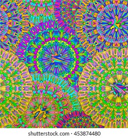 Colorful seamless pattern mandala, can be used for wallpaper, pattern fills, web page background, surface textures. Arabic, India, Islam.