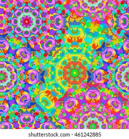 Colorful seamless pattern mandala, can be used for wallpaper, pattern fills, web page background, surface textures. Arabic, India, Islam.