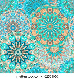 Colorful seamless pattern mandala, can be used for wallpaper, pattern fills, web page background, surface textures. Arabic, India, Islam.