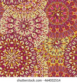 Colorful seamless pattern mandala, can be used for wallpaper, pattern fills, web page background, surface textures. Arabic, India, Islam, Asia. Happy design pattern.