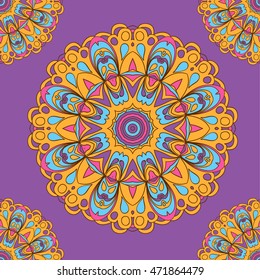 Colorful seamless pattern mandala, can be used for wallpaper, pattern fills, web page background, surface textures. Arabic, India, Islam, Asia. Happy design pattern.