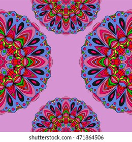 Colorful seamless pattern mandala, can be used for wallpaper, pattern fills, web page background, surface textures. Arabic, India, Islam, Asia. Happy design pattern.
