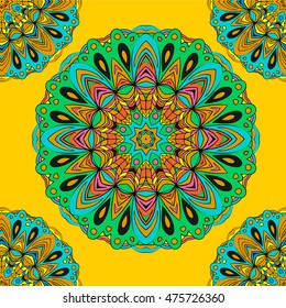 Colorful seamless pattern mandala, can be used for wallpaper, pattern fills, web page background, surface textures. Arabic, India, Islam, Asia. Happy design pattern.