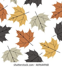 Colorful seamless pattern with maple leaves isolated on white background can be used for wallpapers, surface textures, textile, linen, kids cloth, pattern fills and more designs. 