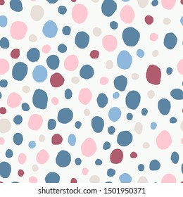 Colorful seamless pattern marker and ink with circles dots texture. Background in minimalist Scandinavian style hand drawn for fabric, Wallpaper, bed linen. Vector illustration
