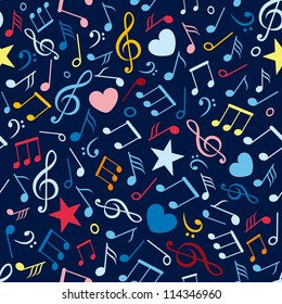 colorful seamless pattern with music notes vector