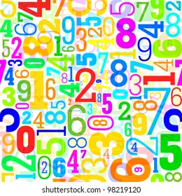 Colorful seamless pattern with numbers