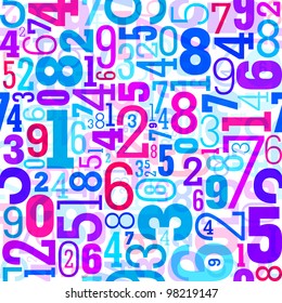 Colorful seamless pattern with numbers