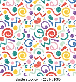 Colorful seamless pattern on white. Vector design for fashion print and backgrounds