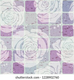 Colorful seamless pattern with ornament and squares. Vector geometrical wallpaper
