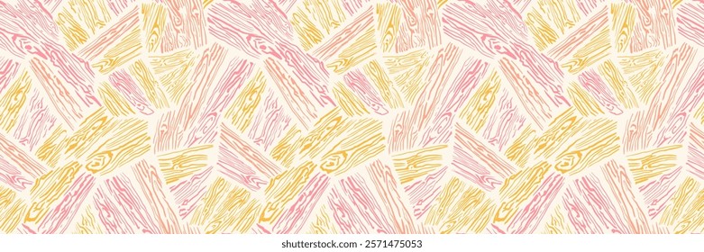 Colorful seamless pattern with painted stylized tree. Vector hand drawn texture background. Abstract lines trees. Plain ornament print
