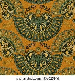 Colorful seamless pattern in paisley style. Vector imitation fabric texture