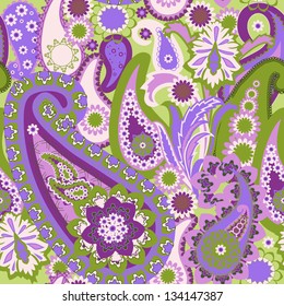 Colorful seamless pattern with paisley . Vector illustration