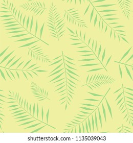 Colorful seamless pattern of palm leaves. Tropical floral fabric background. Modern seamless summer tropic illustration