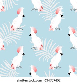 Colorful seamless pattern with parrot and leaf.Vector summer background.Textile texture