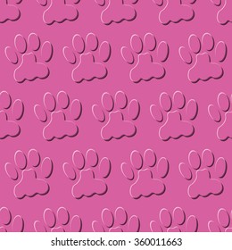 Colorful seamless pattern with paw prints. Abstract background, animal footprint, vector illustration.