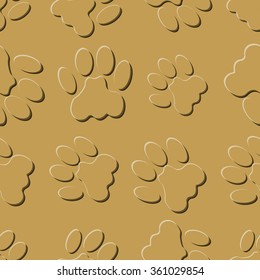Colorful seamless pattern with paw prints. Abstract background, animal footprint, vector illustration.