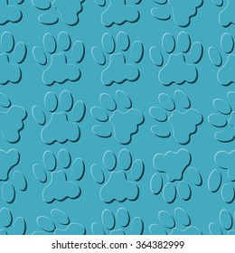 Colorful seamless pattern with paw prints. Abstract background, animal footprint, vector illustration.