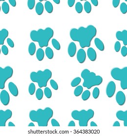 Colorful seamless pattern with paw prints. Abstract background, animal footprint, vector illustration.