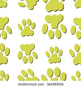 Colorful seamless pattern with paw prints. Abstract background, animal footprint, vector illustration.