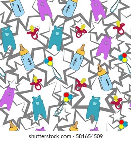 Colorful seamless pattern perfect for newborns. Pregnancy vector illustration. Perfect for cover, card, wall paper, cloth texture, wrapping and interior design. 