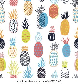Colorful seamless pattern with pineapples
