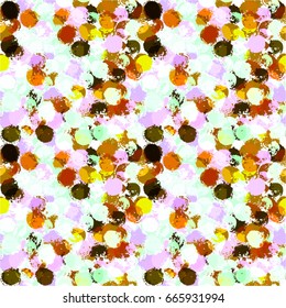 Colorful seamless pattern polka dot. Multicolored confetti, iridescent sequins. Pattern for greeting and wedding cards. Splashes of paint.