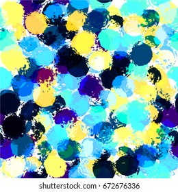 Colorful seamless pattern polka dot. Multicolored confetti, iridescent sequins. Pattern for greeting and wedding cards. Splashes of paint.