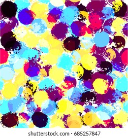 Colorful seamless pattern polka dot. Multicolored confetti, iridescent sequins. Pattern for greeting and wedding cards. Splashes of paint.