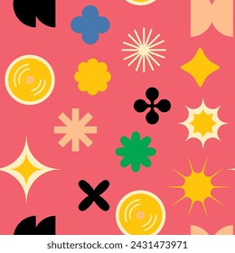 Colorful seamless pattern with pop culture icons, vector