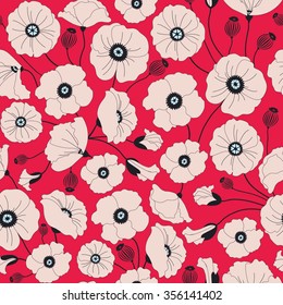 Colorful seamless pattern with poppies. Abstract illustration. EPS 8