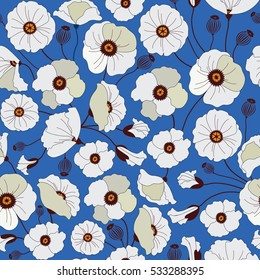 Colorful seamless pattern with poppies. Abstract illustration. EPS 8