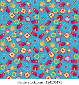 Colorful seamless pattern with princess accessories