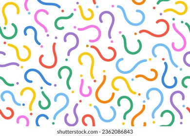 Colorful seamless pattern with question mark line art. Cute doodle illustration. Hand drawing mystery mark abstract background. Editable for repeat pattern. 