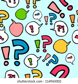 Colorful seamless pattern with question marks and exclamation marks