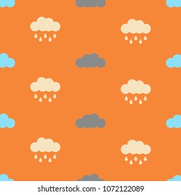 Colorful seamless pattern with rainy clouds