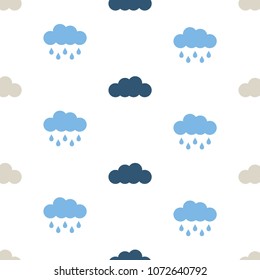 Colorful seamless pattern with rainy clouds