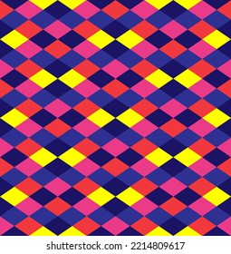 Colorful seamless pattern of rhombus, Geometric mosaic background, vector