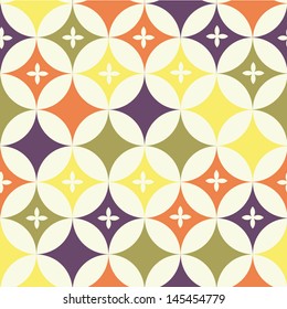 colorful seamless pattern with rhombuses and abstract flowers
