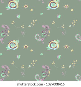 Colorful seamless pattern with rose, Turkish eye and decorative elements