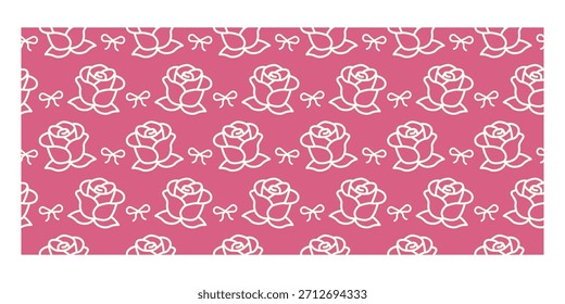 Colorful seamless pattern of roses symbolizing love, ideal for Valentine decor, romantic gifts, and floral designs.