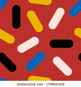  Patrón ininterrumpido colorido de palos redondeados en el vector. Patrón de material para uso de fondo, papel de envoltura, diseño textil.