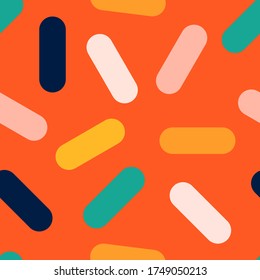  Colorful seamless pattern of rounded sticks in vector. Stock pattern for backdrop use, wrapping paper, textile design.